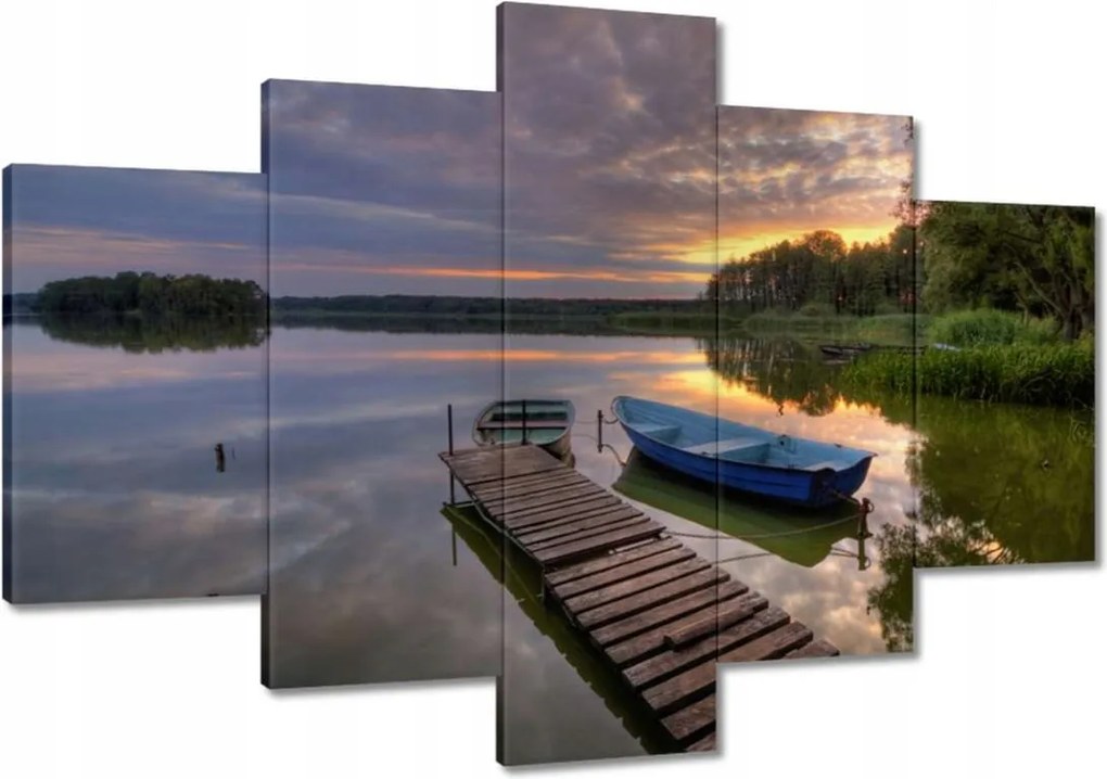 Vászonkép 120x80 Naplemente tó