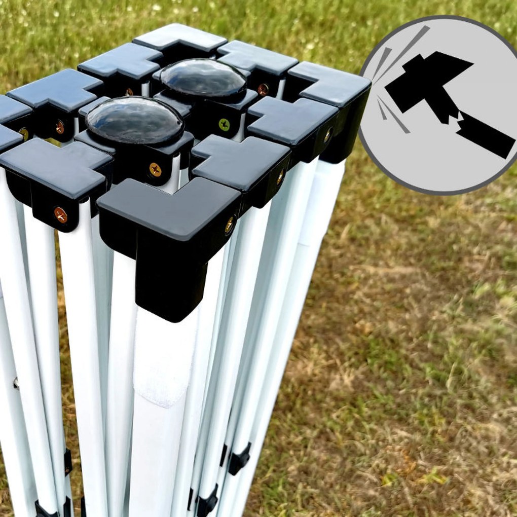 Stan a Kereskedelem 2 x 3 m SZUPER Acél | Összeszerelés 2 perc alatt | BRIMO - plusz 3 oldalfal - Kék