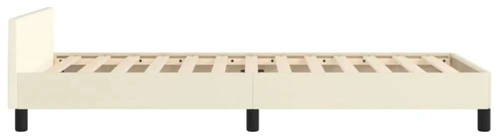 krémszínű műbőr ágykeret fejtámlával 90 x 200 cm