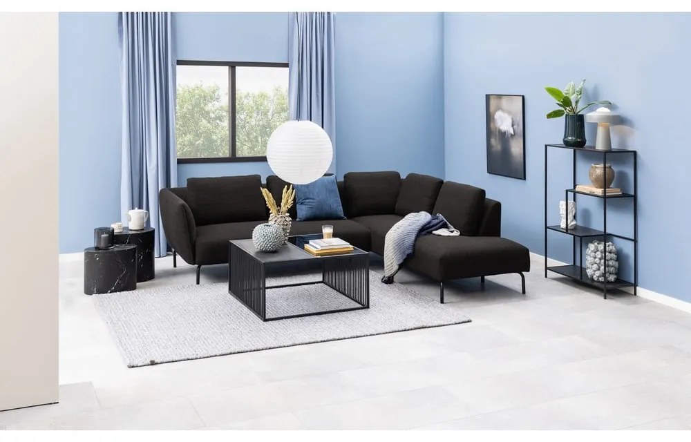 Fekete dohányzóasztal üveg asztallappal 80x80 cm Strington – Actona