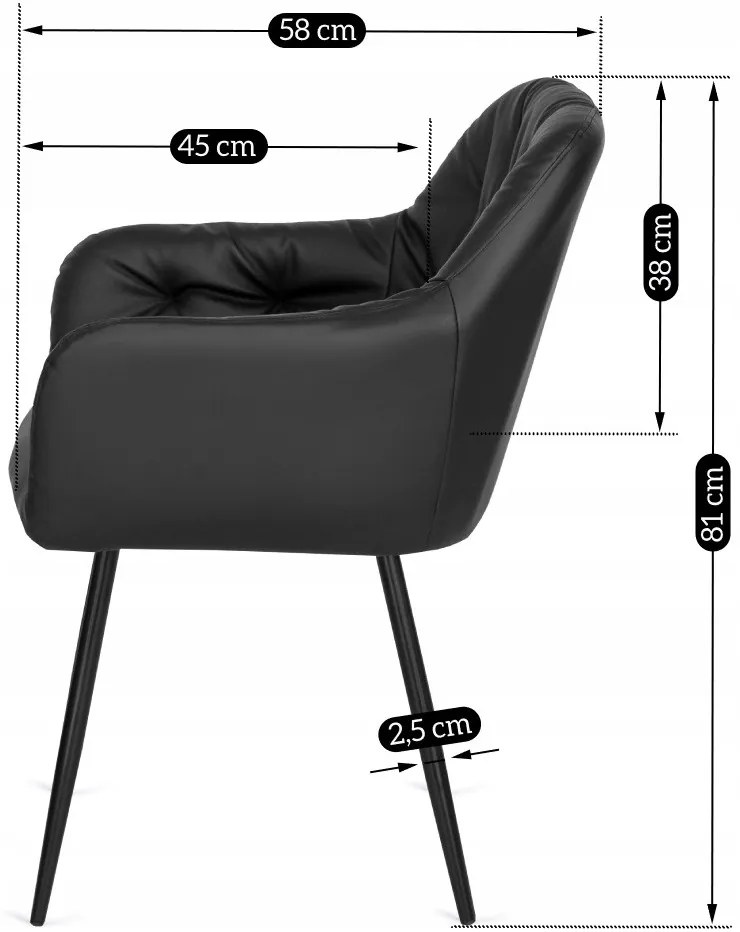 Fekete Eco-bőr Étkezőszék. NICO