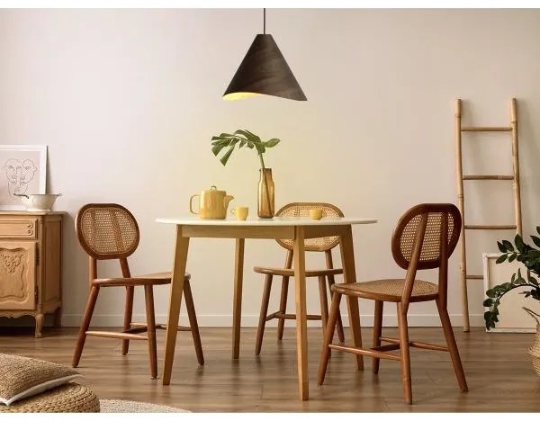 Tömörfa függőlámpa kábelen 1xE27/60W/230V, átmérő 45 cm, tömör diófa/kaucsukfa