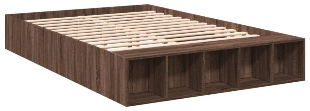 barna tölgyszínű szerelt fa ágykeret 150 x 200 cm