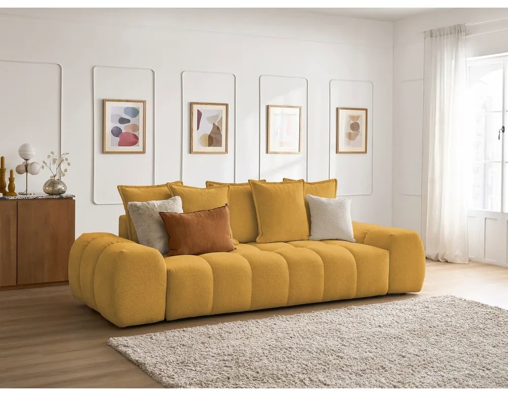 Mustársárga zsenília kanapé 278 cm Everest – Bobochic Paris