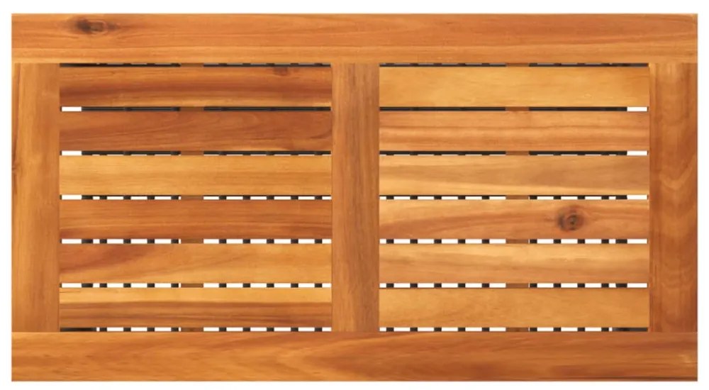 fekete polyrattan és akácfa kerti asztal 70 x 38 x 42 cm