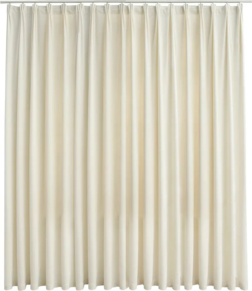 vidaXL krémszínű bársony sötétítőfüggöny kampókkal 290 x 245 cm