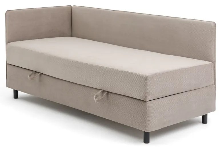Szürkésbarna kárpitozott ágyneműtartós egyszemélyes ágy matraccal 90x200 cm Avela – Bonami Selection