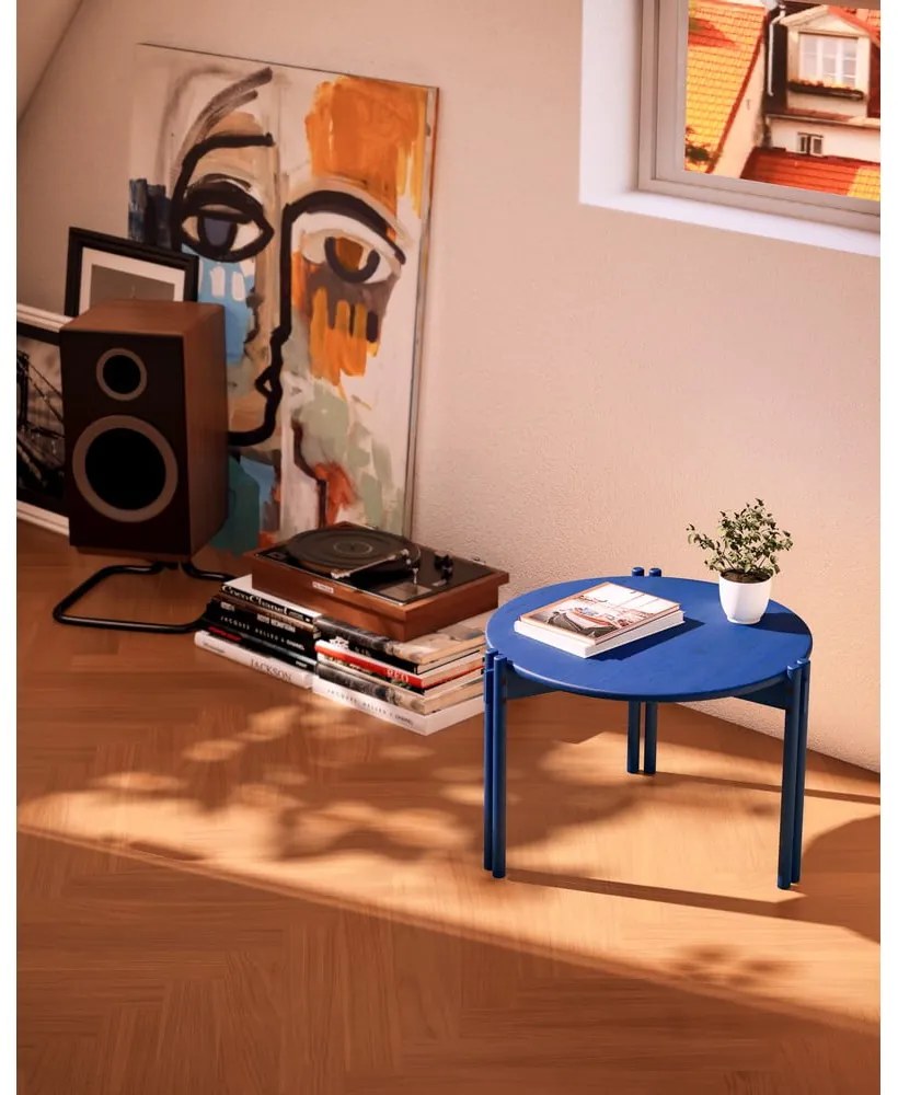 Kék borovi fenyő kerek dohányzóasztal ø 60 cm Sticks – Karup Design