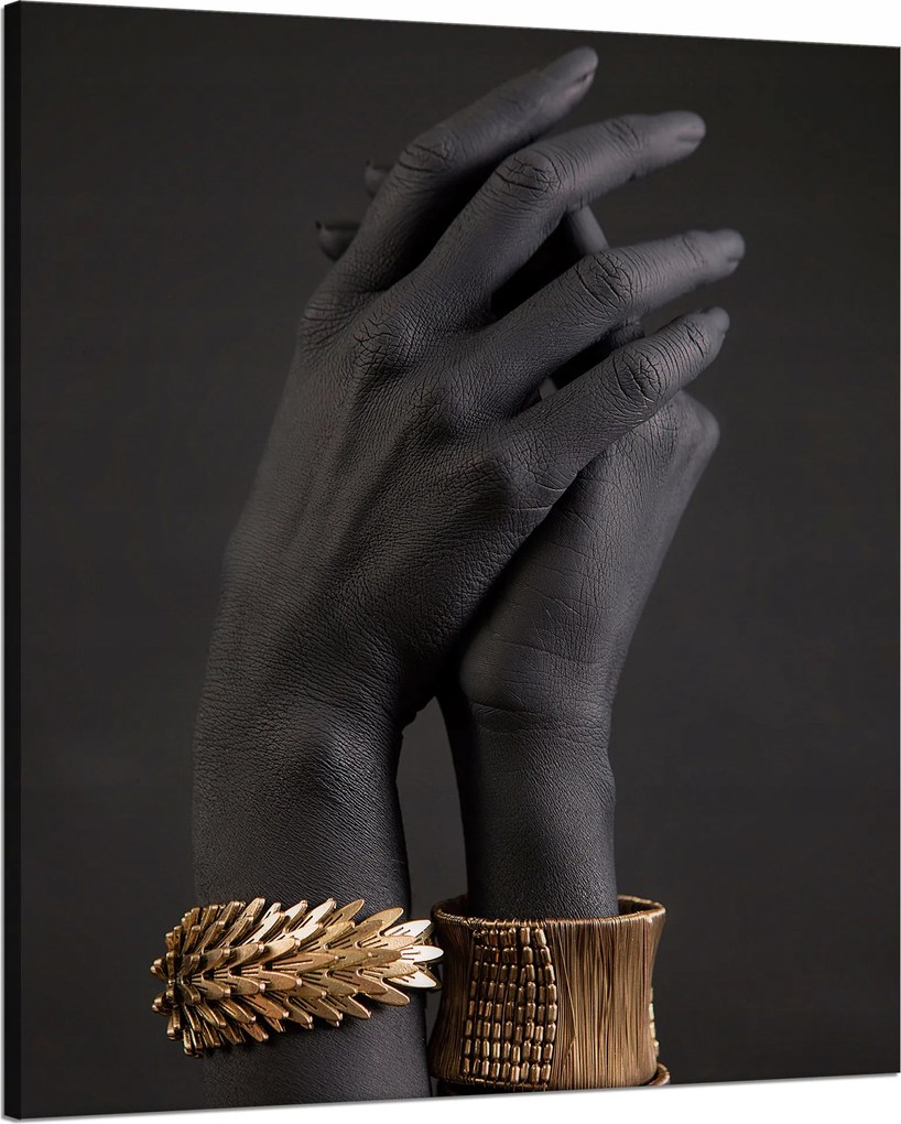 Vászonkép Fekete kezek Arany díszek Művészet 80x100 cm