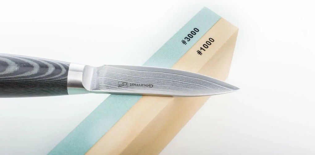 G21 Gourmet Damascus késkészlet bambusz blokkban3 db + élezőkő