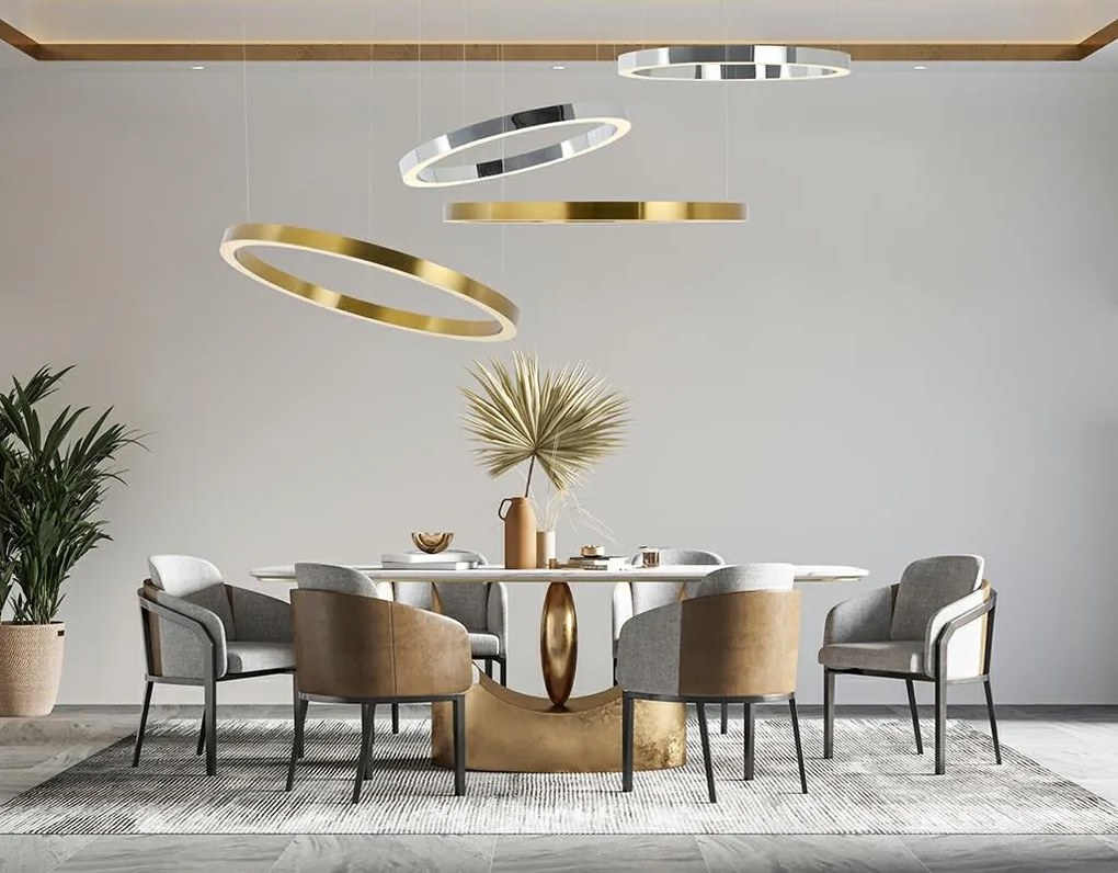 KING HOME JD8169-100SILVER RING Modern Led Függesztett Lámpa Ezüst LED IP20