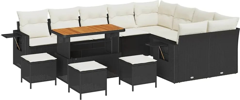 vidaXL Kerti Kanapé Szett 13 pcs Fekete polirattan