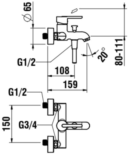 LAUFEN H3210810044001 - LUA fürdőkád csaptelep, fényes króm