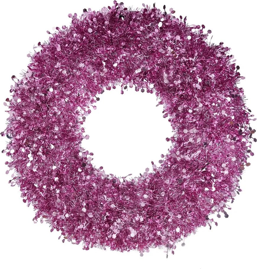 PINK TINSEL flitteres koszorú Ø60cm , rózsaszín
