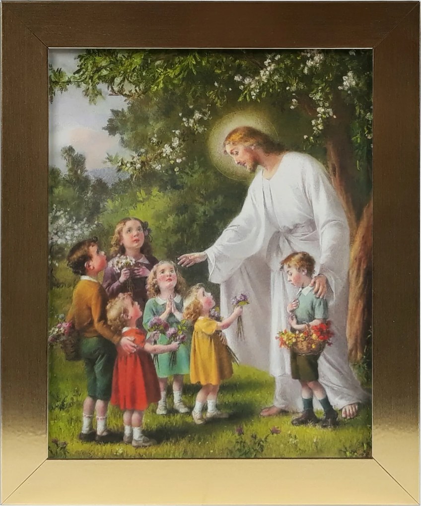 Vászonkép 30x25 Jézus A Gyerekekkel Arany Keret