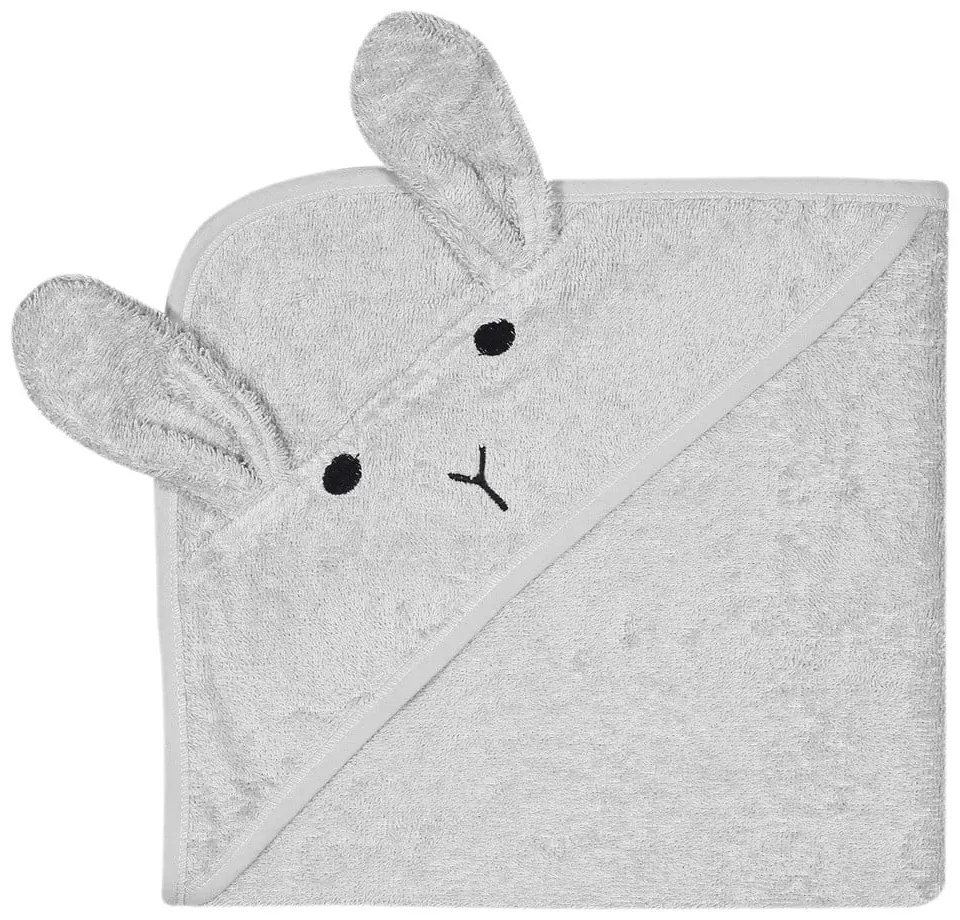 Szürke pamut kapucnis gyerek törölköző 76x76 cm Rabbit – Kindsgut