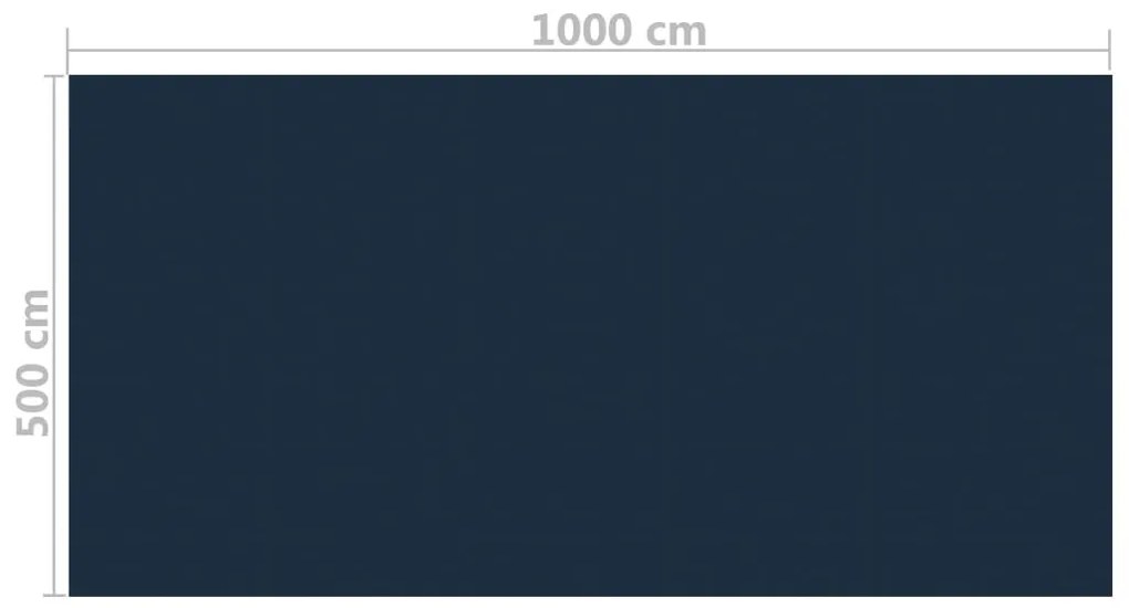Fekete és kék napelemes lebegő PE medencefólia 1000 x 500 cm