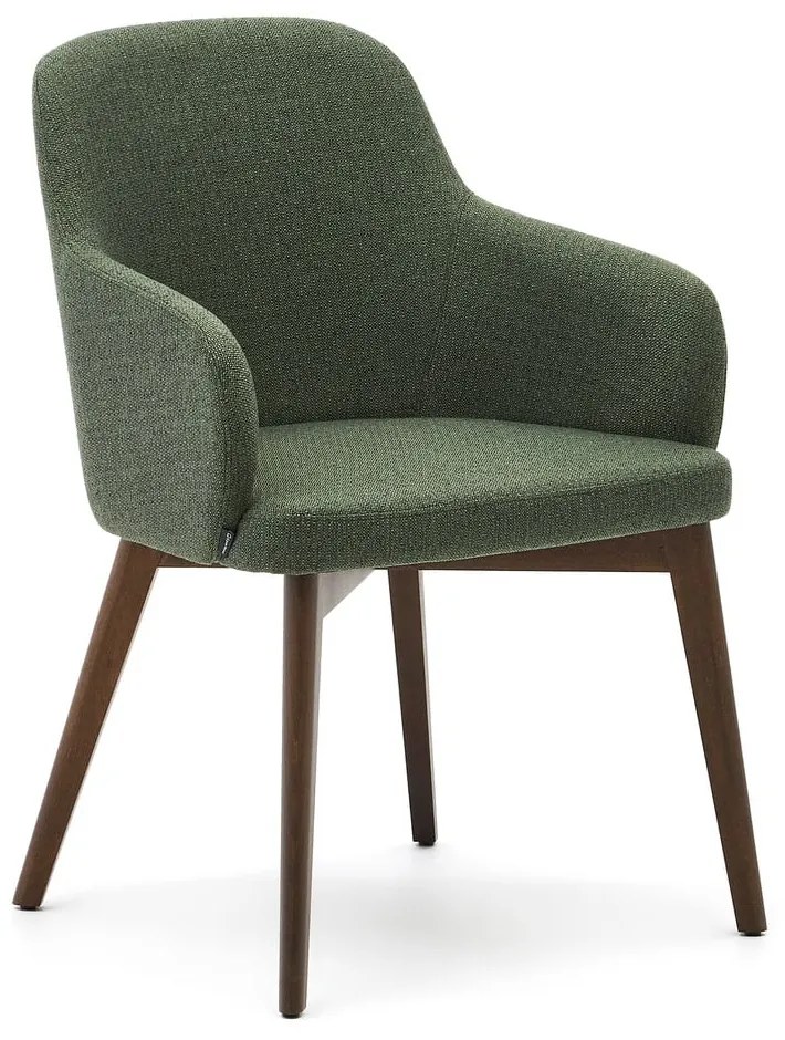 Sötétzöld kárpitozott karfás étkezőfotel Nelida – Kave Home