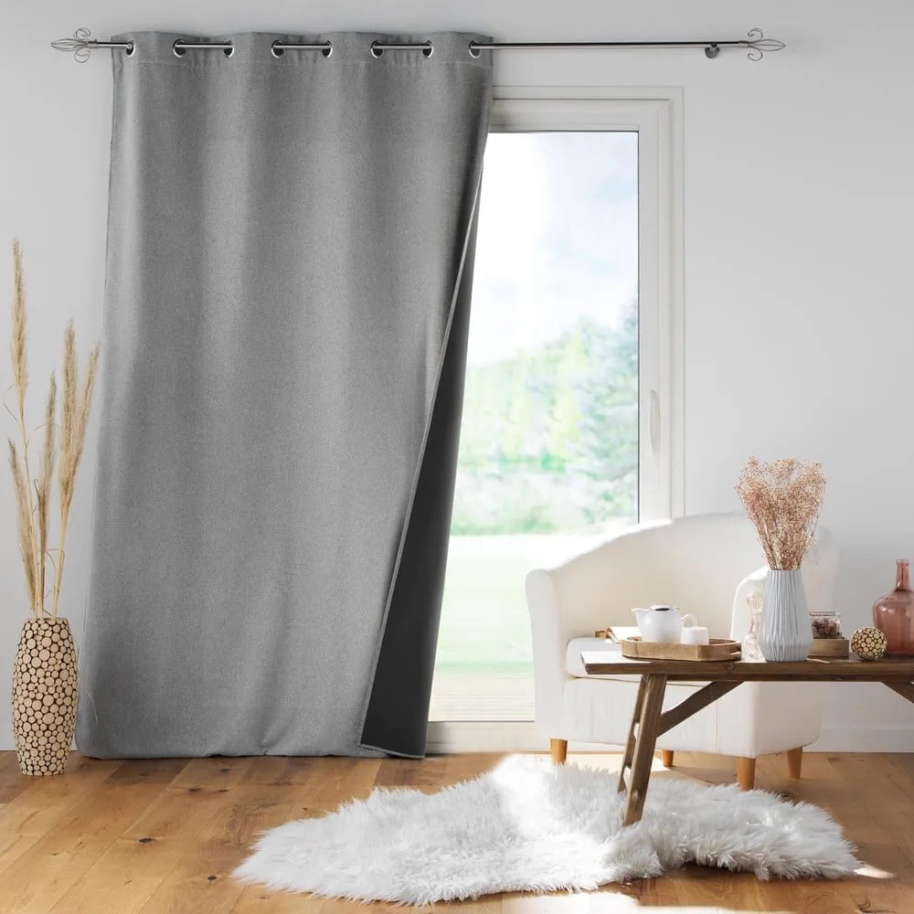 Világosszürke hangszigetelő függöny 140x260 cm Jupiter – douceur d'intérieur