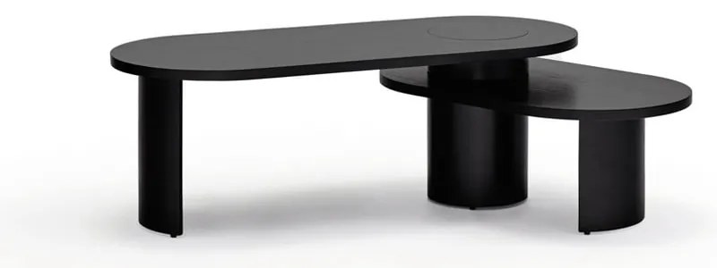 Fekete dohányzóasztal kőrisfa dekorral 120x50 cm Nori - Teulat