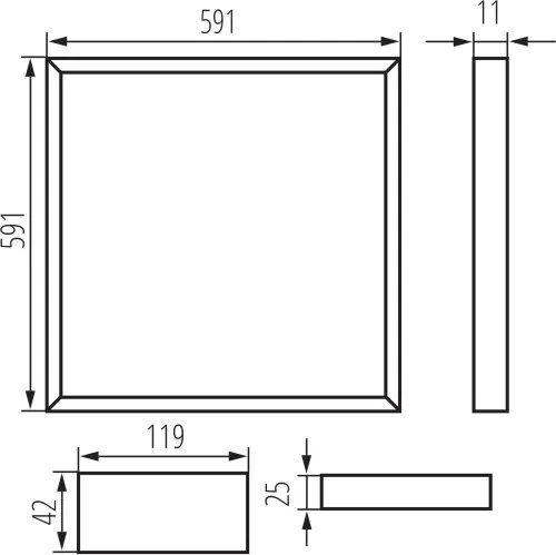 Kanlux 26788 - AVAR LED álmennyezeti keret, 32W, 230V, 4000K, 59x59 cm