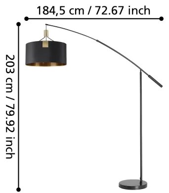 Eglo 39966 - Állólámpa TORTOLA 3xE27/40W/230V fekete/arany