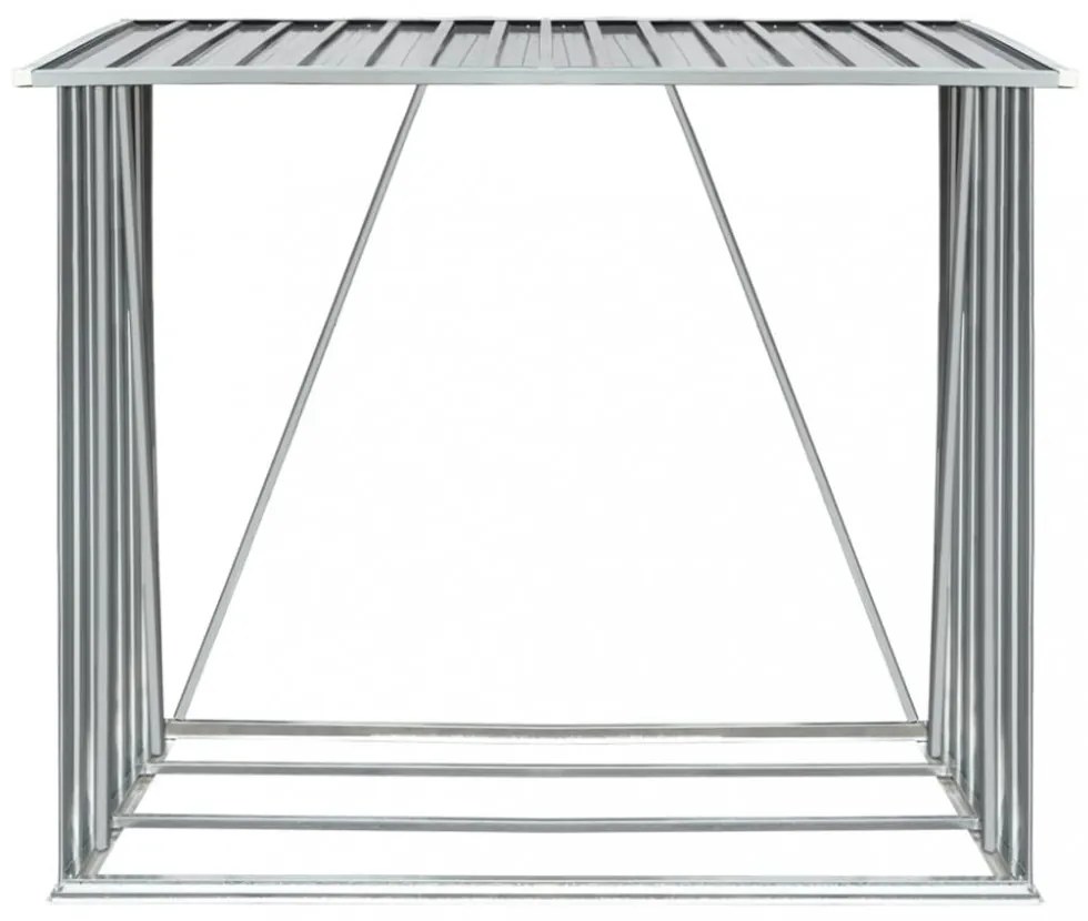 szürke horganyzott acél kerti tűzifatároló, 163 x 83 x 154 cm