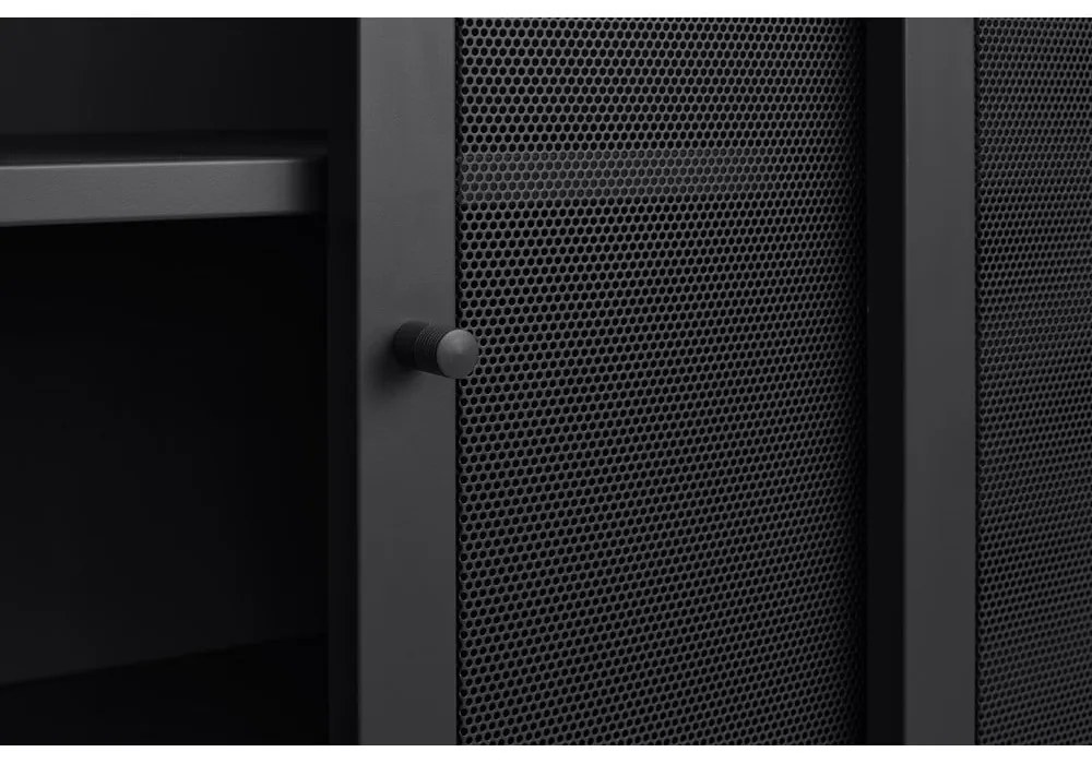 Fekete fém szekrény tolóajtóval 90x140x40 cm Veep – Unique Furniture