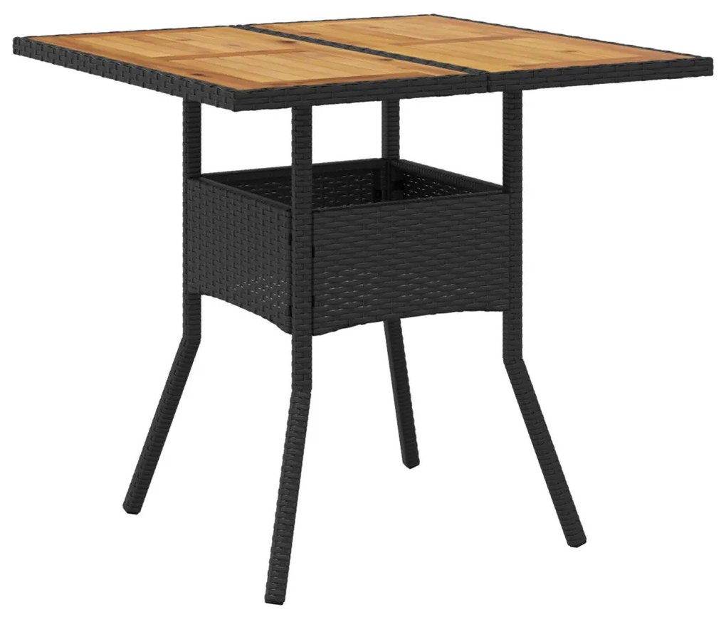3 darabos kerti étkező szett párnákkal, fekete poli rattan