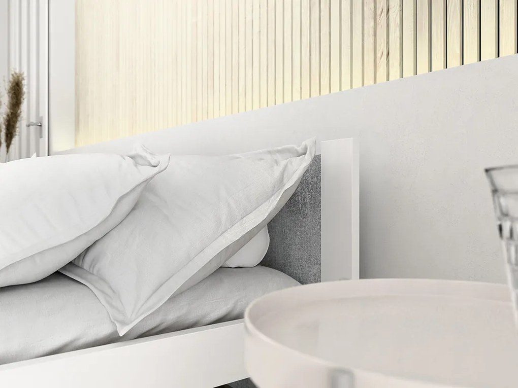 IKAROS ágy 90 x 200 cm, beton/fehér Ágyrács: Lamellás ágyrács, Matrac: Sommera 18 cm matrac