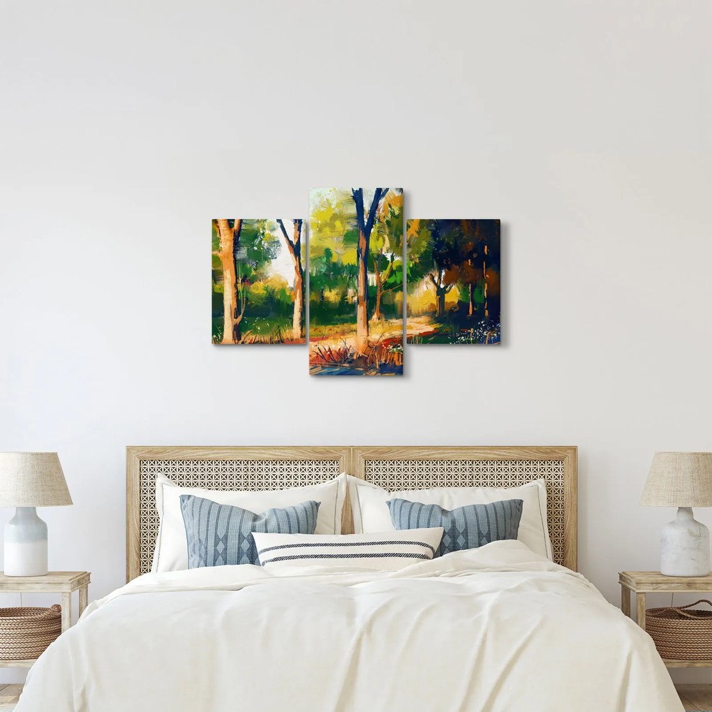 Erdő képe a nyári napsütésben, festmény (90x60 cm)