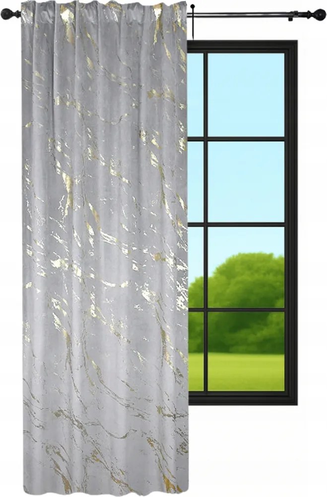 Velúr függöny 140x240 Márványszürke arany mintás velúr függöny