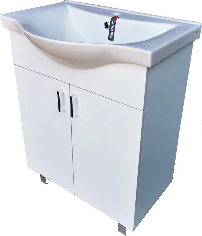 VivaStyle EKONOMIK 65 lábon álló 2 ajtós fürdőszobabútor Sanovit ALBATROS 10065 mosdóval 64,5x46,5