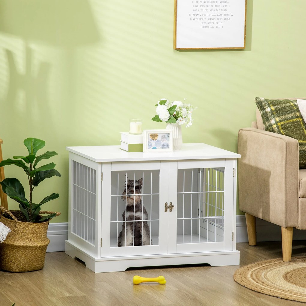 PawHut 2 az 1-ben Kutyakenel Oldaltábla 2 Zárható Ajtóval - 76L x 54.5W x 56H cm - Fém és MDF | Aosom