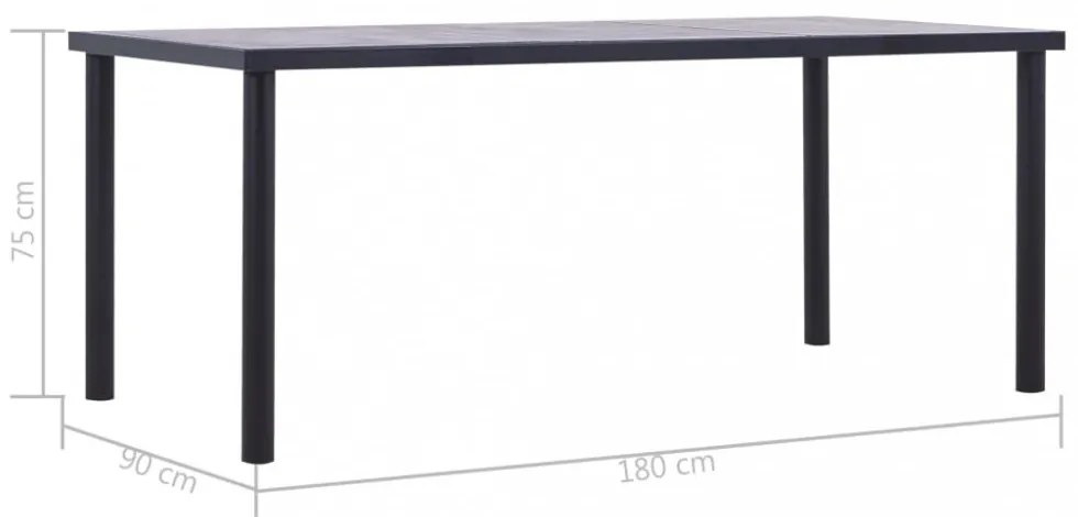 fekete és betonszürke MDF étkezőasztal 180 x 90 x 75 cm