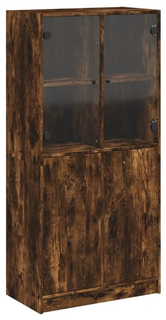 füstös tölgy színű magasszekrény ajtókkal 68x37x142 cm