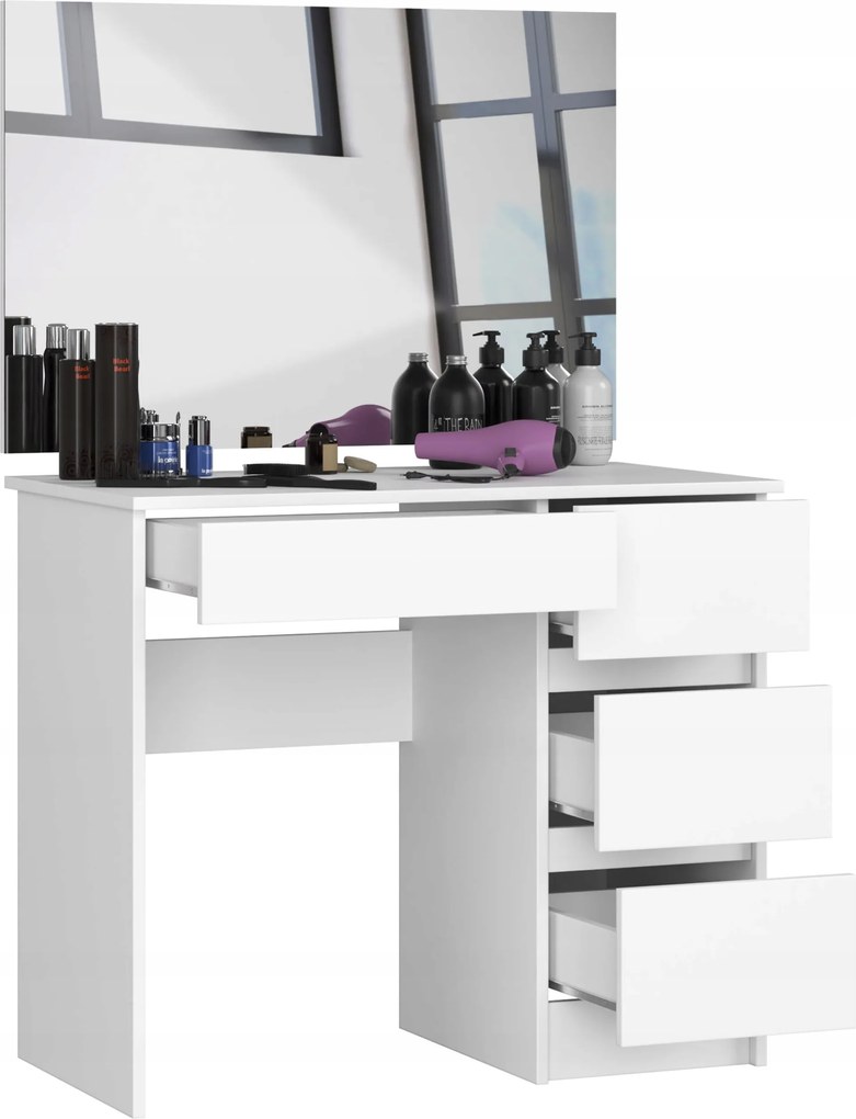 Kozmetikai fésülködőasztal 90cm fehér jobbos T-6/SL 90x60 Akd