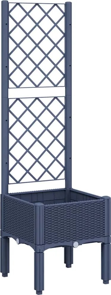 vidaXL kékszürke PP rácsos kerti ültetőláda 40 x 40 x 142 cm