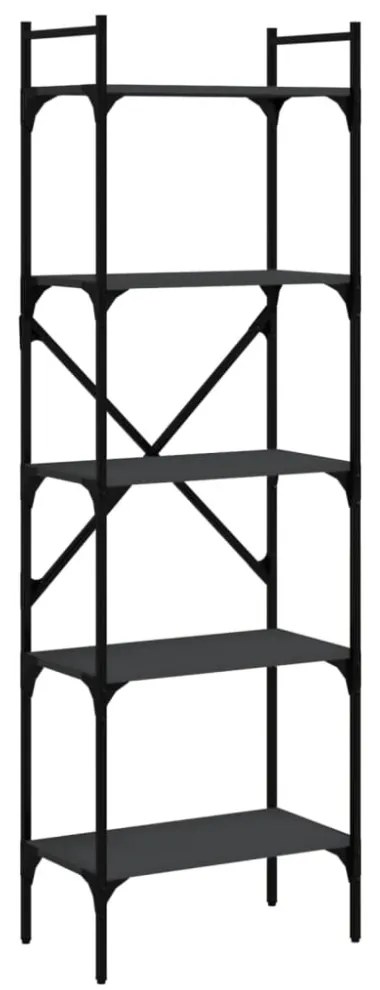 5 szintes fekete szerelt fa könyvespolc 56 x 31,5 x 174 cm