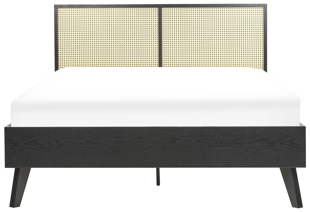 Fekete rattan franciaágy 140 x 200 cm MONPAZIER Beliani