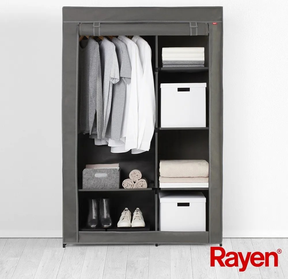 Szürke textil ruhásszekrény 105x161 cm – Rayen