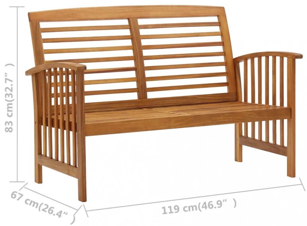 tömör akácfa kerti pad 119 cm