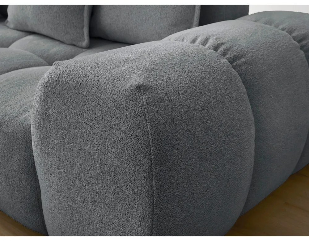 Sötétszürke zsenília kinyitható-tárolóhelyes sarokkanapé (bal oldali-L alakú) Everest – Bobochic Paris