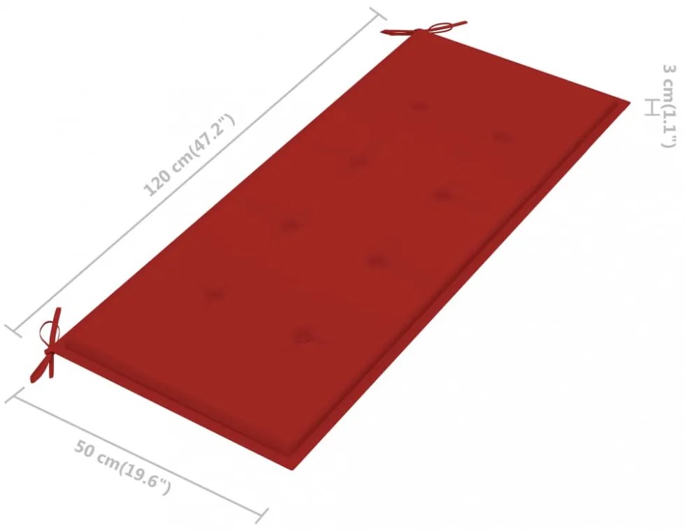 tömör tíkfa Batavia pad piros párnával 120 cm