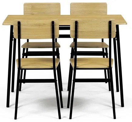 Jídelní set s 4 židlemi, 110x70x76cm, mdf, divoký dub, AUT-O2155 OAK