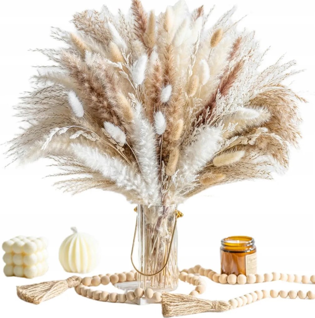 60 db Pampas Fű Szárított Díszes Váza Csokor