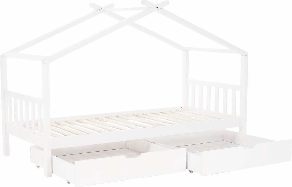 Ágy 2 konténerrál, fehér, ELISIA