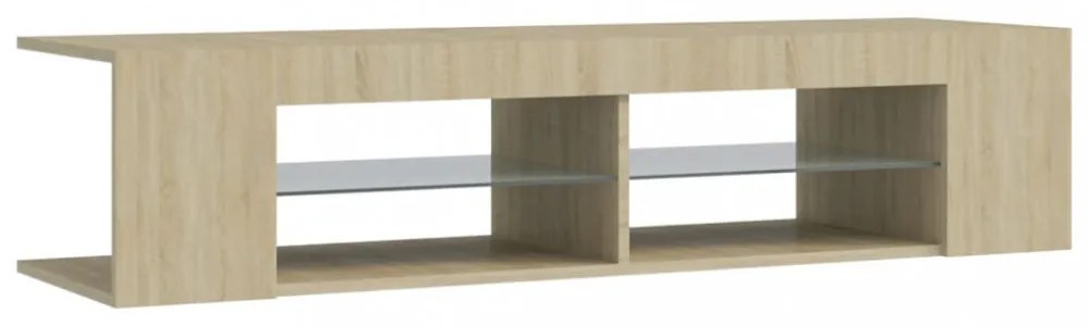 sonoma tölgy színű TV-szekrény LED-lámpákkal 135 x 39 x 30 cm