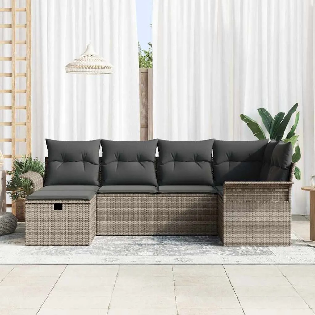 Kerti Kanapé Szett párnával 6 pcs Szürke 242.5 x 132.5 x 85 cm