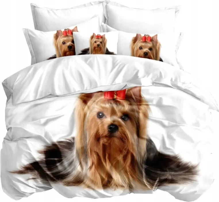 3D Ágyneműhuzat garnitúra 160x200 York Kutya Állatok Fehér 3 részes